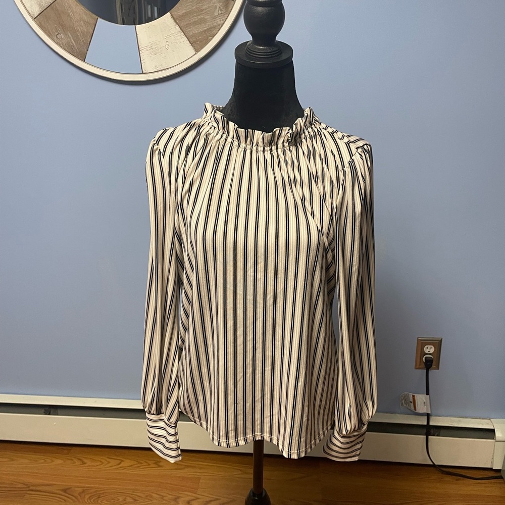 Cream,black and white blouse